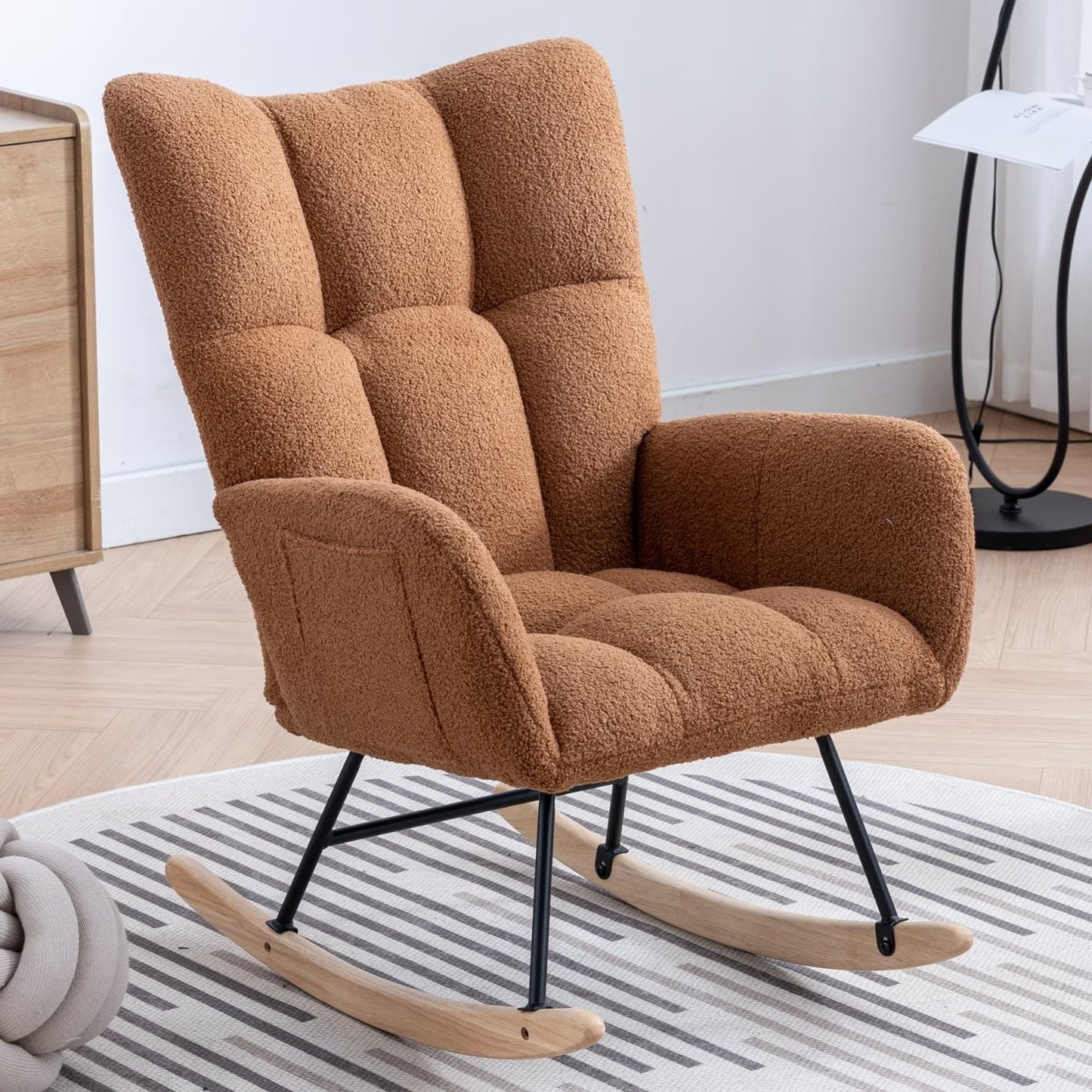 Soft Teddy Fabric Rocking Chair