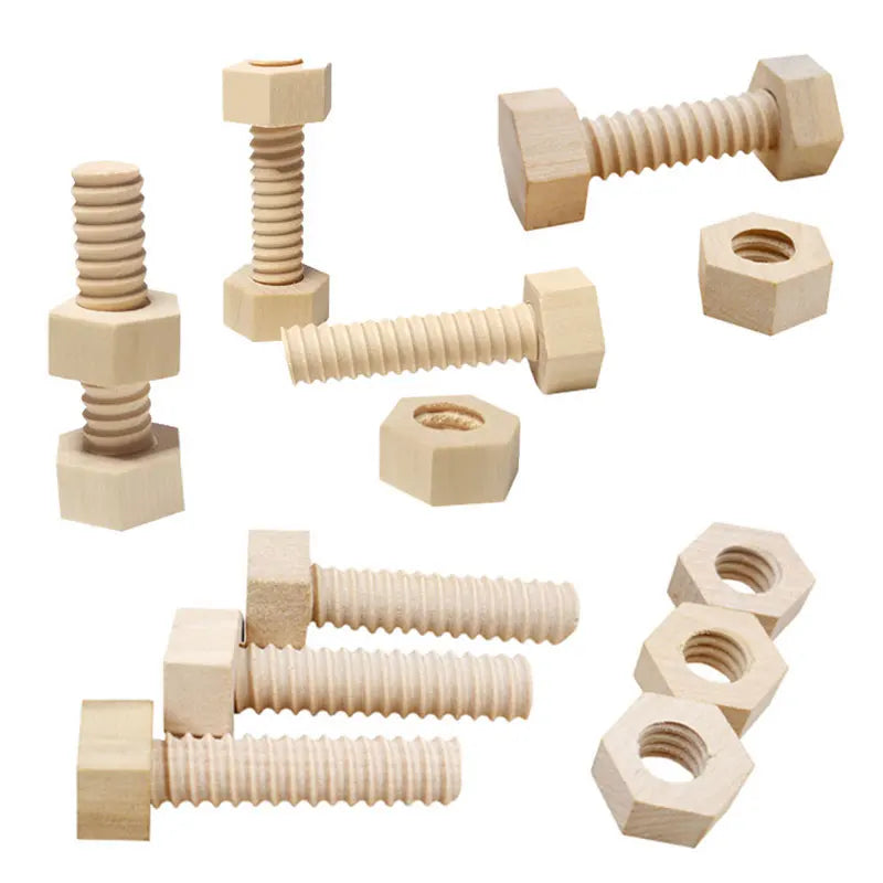 Wooden Nuts & Bolts - 1Pcs/2Pcs/3Pcs