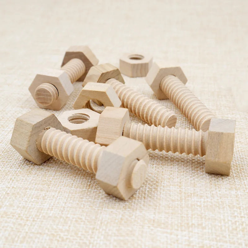 Wooden Nuts & Bolts - 1Pcs/2Pcs/3Pcs