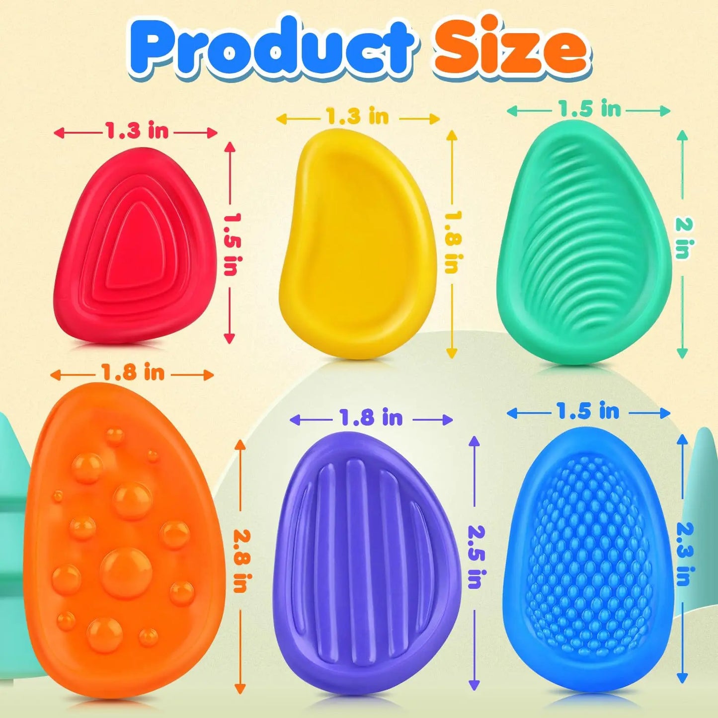 Silicone Worry Stones - 6 Pack