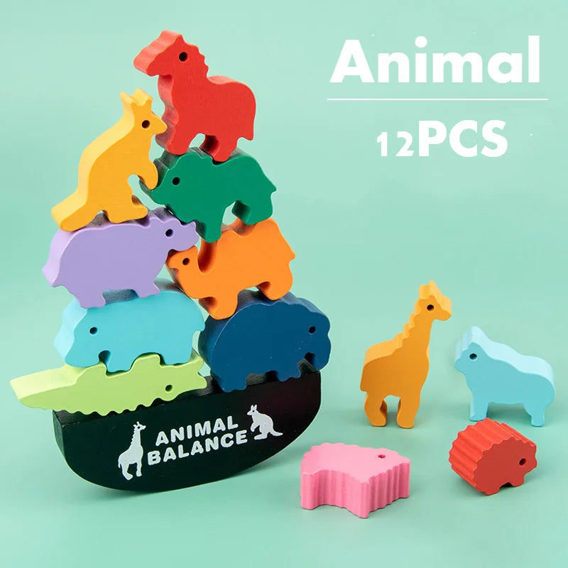 Wooden Balance Blocks - Zoo, Ocean and Dinos