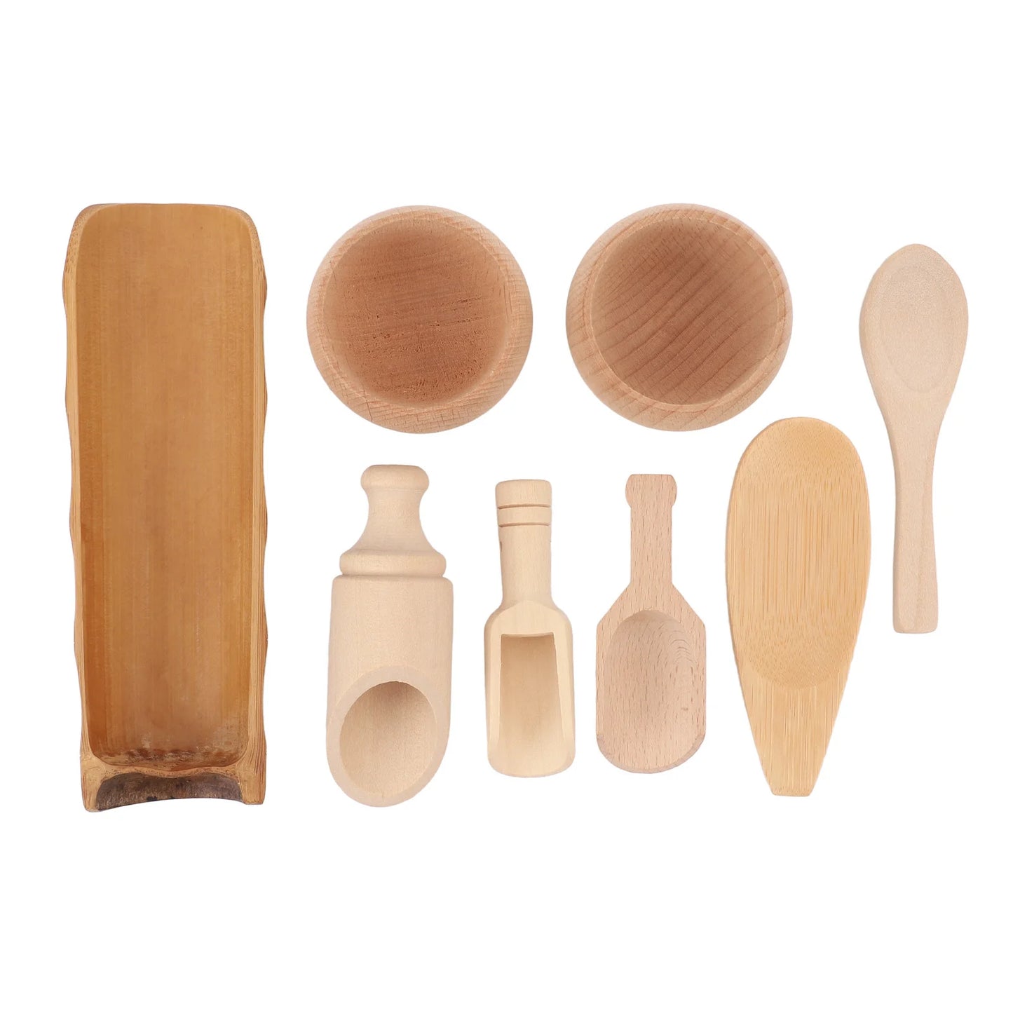 Wooden Sensory Bin Tools - Bowls and Scoops