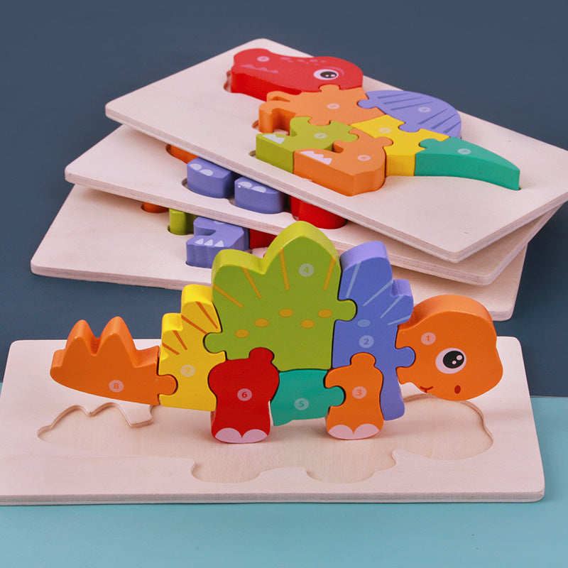 Wooden Three-dimensional Dino Puzzles
