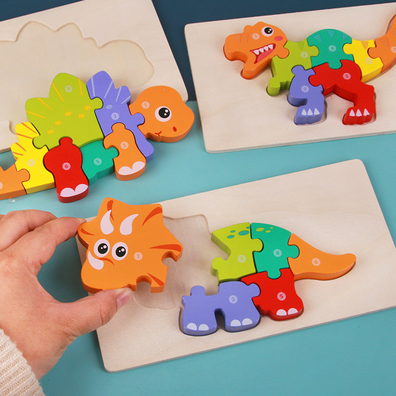Wooden Three-dimensional Dino Puzzles