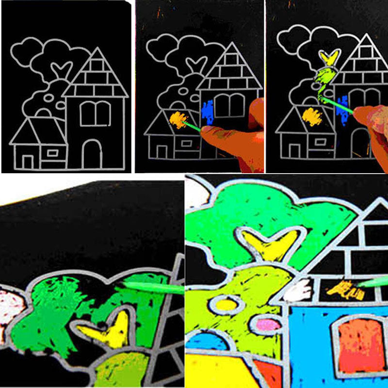 10 Pcs 13x 9.8cm Scratch Art Paper Magic