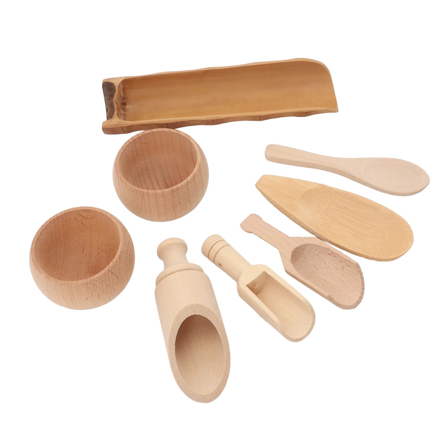 Wooden Sensory Bin Tools - Bowls and Scoops