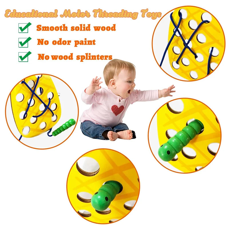 Wooden Fruit Lacing/Threading Activity