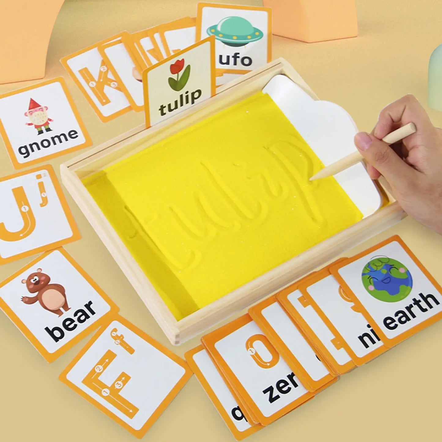 Sensory Sand Tray with Activity Cards