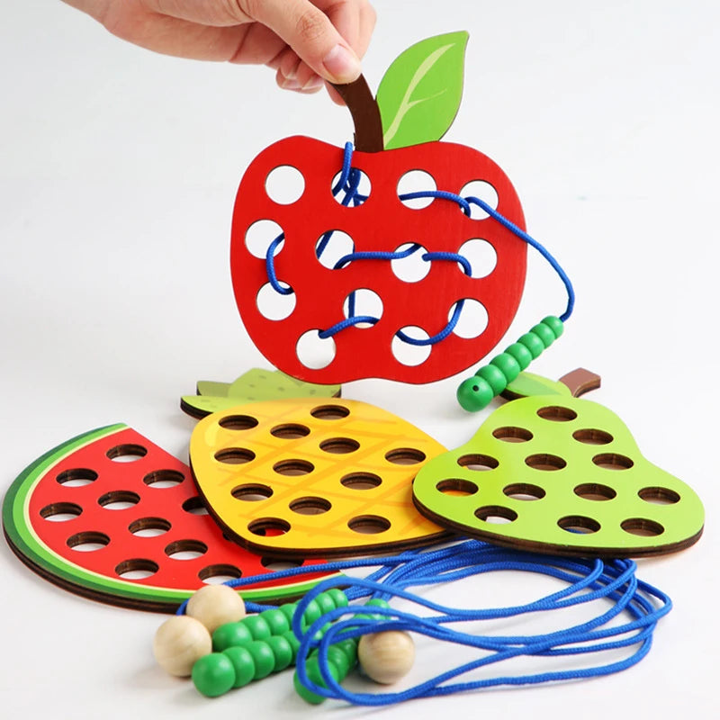 Wooden Fruit Lacing/Threading Activity
