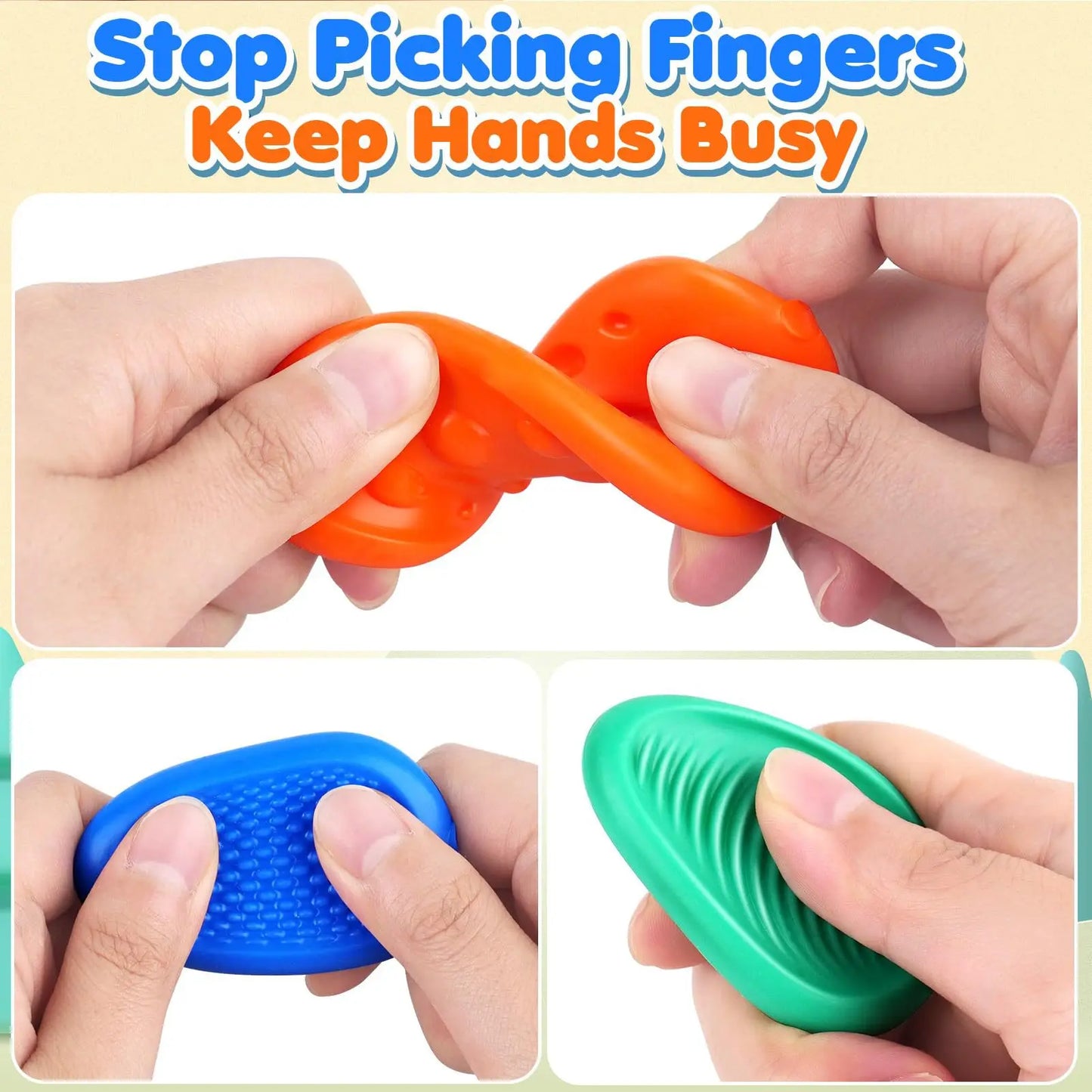 Silicone Worry Stones - 6 Pack