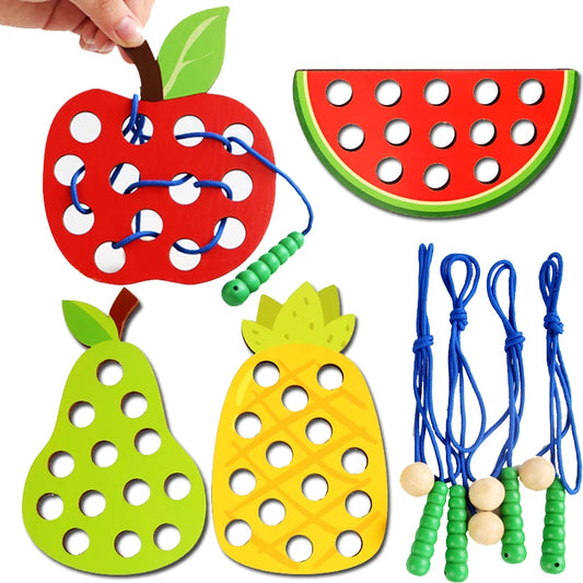 Wooden Fruit Lacing/Threading Activity