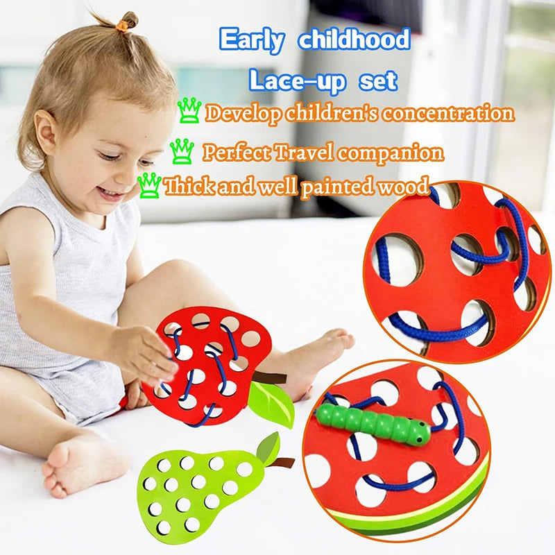 Wooden Fruit Lacing/Threading Activity