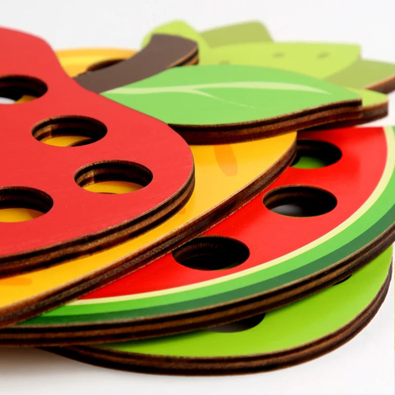 Wooden Fruit Lacing/Threading Activity