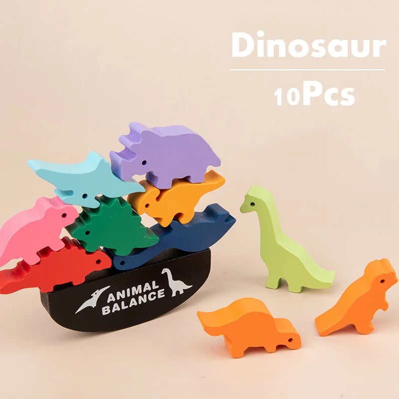 Wooden Balance Blocks - Zoo, Ocean and Dinos