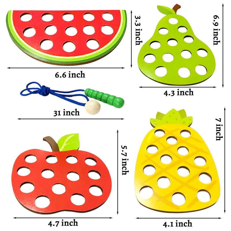 Wooden Fruit Lacing/Threading Activity