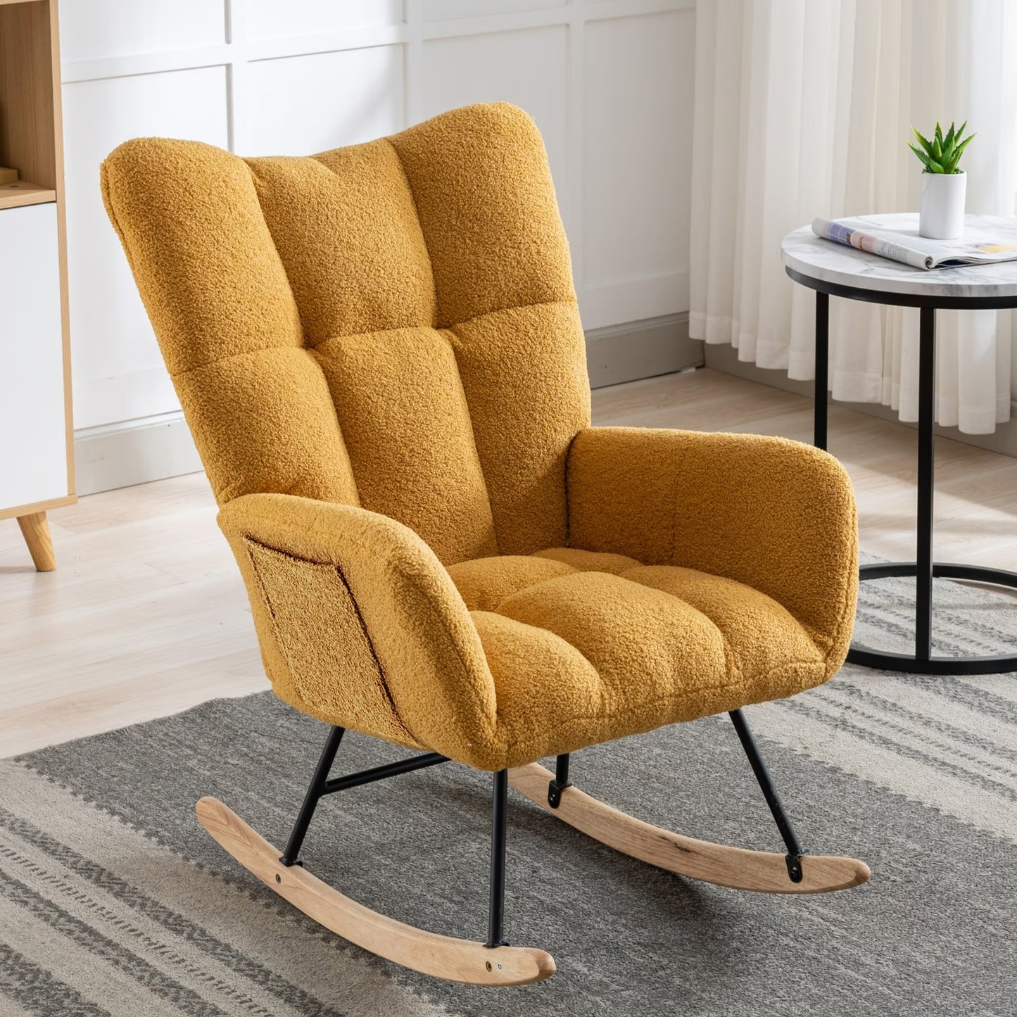 Soft Teddy Fabric Rocking Chair